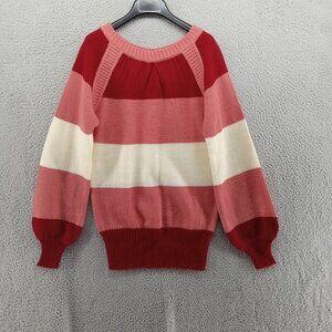 Vtg Arpeja Sweater Womens‎ Medium Burgundy Mauve Ivory Color Block Deadstock 80s